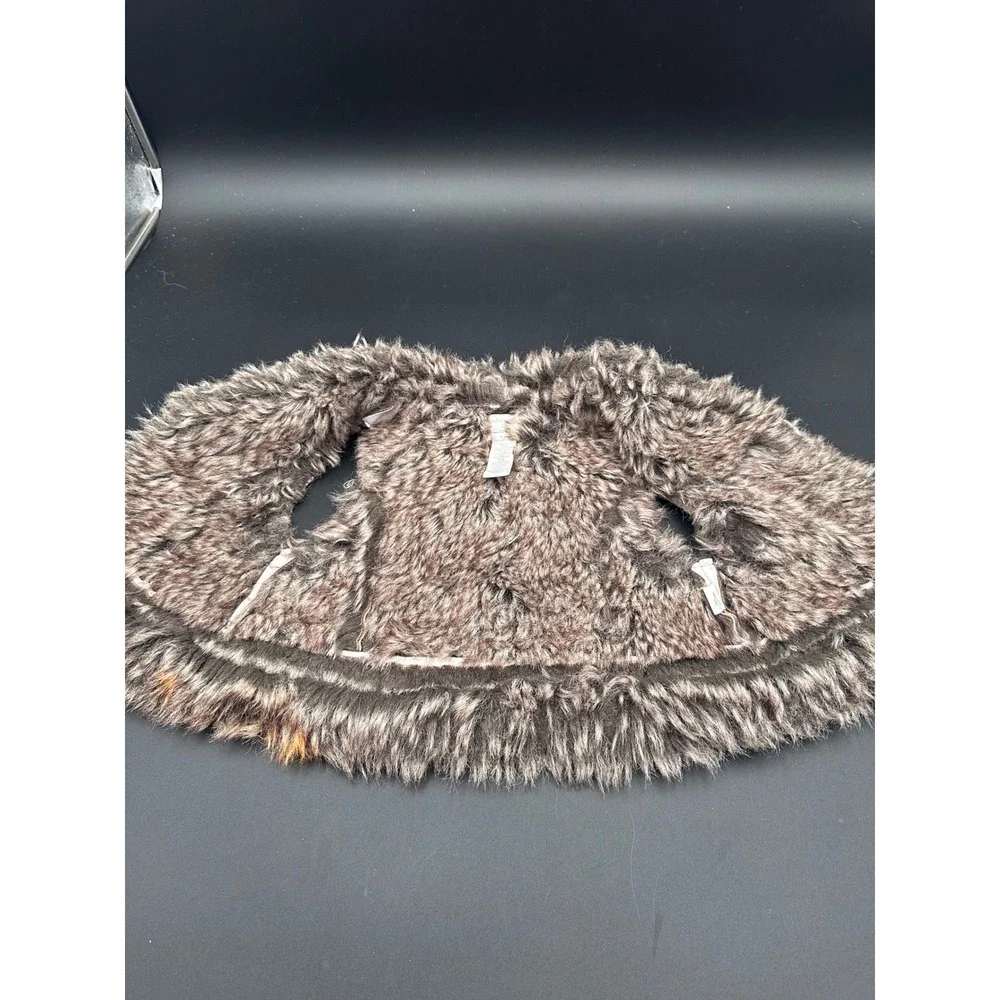 First Impressions Baby Vest Girls Faux Fur Suede Hearts Brown Beige 18‎ Months